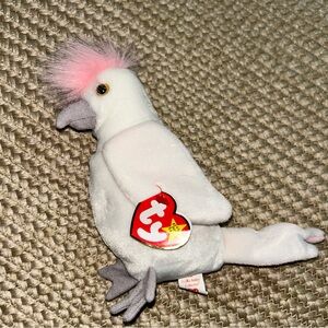 Ty Beanie Baby KUKU THE Cockatoo White and Pink 1997 MWMT's
